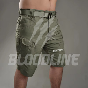 Shorts cargo pour homme Bloodline, taille mi-haute, séchage rapide, tissu Oxford, style workwear, couleur unie, logo sur le devant - Product Image 2