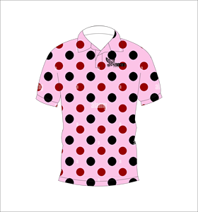 เสื้อโปโลผู้ชายแบบสั่งทำพิเศษ สีชมพูแดงลายจุด สำหรับกอล์ฟ ระบายเหงื่อได้ดี แขนสั้น ประสิทธิภาพสูง ผู้ผลิต OEM - Product Image 5
