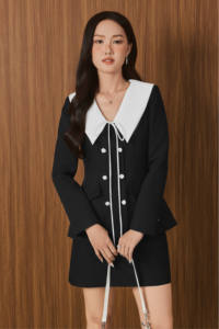 Robe élégante et moderne pour femme, style marin classique CELINA - Ensemble à manches longues - Style bureau d'inspiration vintage - Vente en gros Vietnam - Product Image 5
