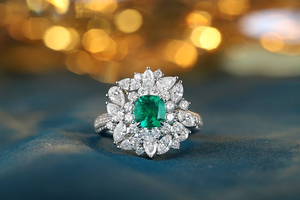 Luxury Women's 925 <b>silver</b> <b>Emerald</b> Cut Cocktail <b>Ring</b> Flower Design Pave Setting - Product Image 1