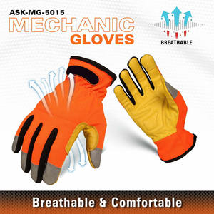 Nouvelle conception, logo personnalisé, gants mécaniques en cuir de chèvre, résistants à la chaleur, antidérapants, flexibles, avec bracelet réglable - Product Image 5