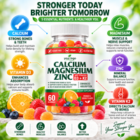 Gummies Calcium Magnésium Zinc D3 K2 60 unités Soutien Osseux Musculaire et Nerveux Végétalien Sans Gluten Marque Privée OEM ODM