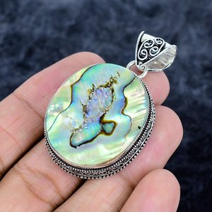 Natural <b>Abalone</b> <b>Shell</b> Gemstone Pendant 925 Silver Plated Handmade Jewelry For Everyday Wear - Product Image 4
