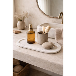<b>White</b> Marble Tray with Curved Edges Elegant Serving Tray Luxury Marble Platter Decorative Home Decor Tray Hotel Supplies - Product Image 1