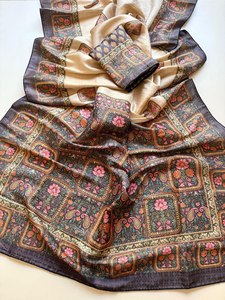 Dupatta de seda reversible con motivos florales y borde decorativo para bodas, bufanda larga tradicional india y pakistaní para mujer - Product Image 2