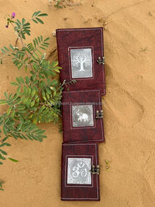 Nuevos diarios de bloqueo de cierre de cuero con herramientas manuales reales con diario de viaje de bloqueo de cuero Vintage tradicional bohemio medio plateado antiguo - Product Image 3