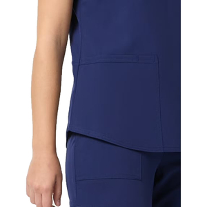 Women's Navy Blue V-Neck <b>Scrub</b> Top With Front Pockets Hospital <b>Uniform</b> Cotton Polyester Fabric Most demanding product - Product Image 4