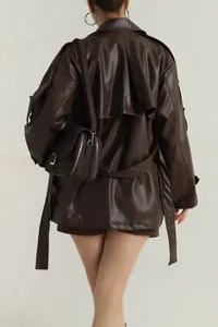 Chaqueta de Cuero PU para Mujer, Elegante y Cómoda, Diseño Sólido, Sensación de Piel de Oveja Genuina, Cómoda y a la Moda, 2025 - Product Image 5