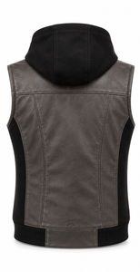 Men's Casual & Streetwear Leather Vests | Grey Black Multi Color Options | OEM ODM Manufacturer | Premium Design Quality | - Product Image 2