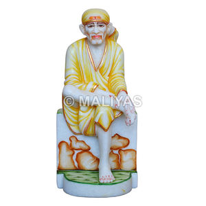 รูปปั้นพระศิวะสำหรับห้องบูชา |   รูปปั้นพระศรีสิทธิ์บาบาหินอ่อนสีขาวสำหรับบูชาที่บ้านและพื้นที่สวดมนต์ – MALIYAS - Product Image 1