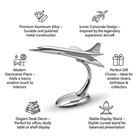 Petit modèle décoratif d'avion Concorde en aluminium |   Maquette d'avion supersonique en alliage, cadeau d'anniversaire et décoration de bureau et de maison