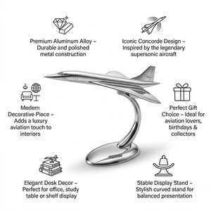 Modelo de Avión Concorde Decorativo Pequeño de Aluminio |   Avión Supersónico de Aleación, Adorno de Escritorio, Regalo de Cumpleaños y Decoración para Oficina y Hogar - Product Image 5