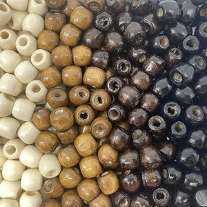 Perles en bois de pin artisanales multicolores, motif naturel uni, trou unique, laque transparente FAIZA CRAFT, accessoires pour la fabrication de bijoux - Product Image 3