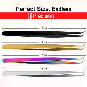 Pince à cils 45 degrés en acier inoxydable haute précision, finition plasma arc-en-ciel, or, argent, noir, pour extensions de cils, modèle professionnel - Product Image 3