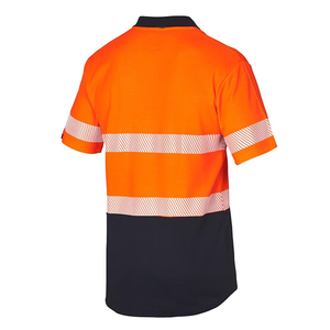 Polo à manches longues en polyester respirant jaune haute visibilité, imprimé par transfert thermique, vêtements de travail réfléchissants de sécurité pour unisexe - Product Image 4