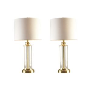 Set di 2 Lampade da Tavolo Cilindriche in Vetro Trasparente, Elegante Illuminazione per Arredamento Casa - Product Image 2