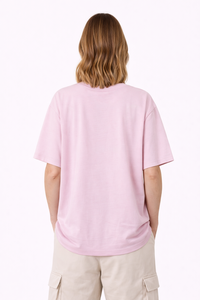 T-shirt décontracté en coton rose à motif papillons pour femme, coupe oversize, style streetwear, au meilleur prix - Product Image 3