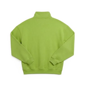 เสื้อสเวตเชิ้ตแบบมีซิป ¼ ตัว ปักลายเชนิลล์สีเขียวมะนาวสำหรับผู้หญิง ปี 2026 พร้อมโลโก้แบบกำหนดเอง มีกระเป๋าแบบจิงโจ้  แบบไม่มีลาย  ODM - Product Image 4
