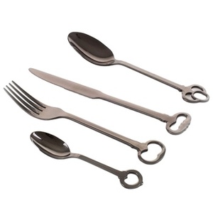 Ensemble de couverts de luxe en métal nickel noir, 4 pièces, pour la maison - Cuillère et fourchette pour la décoration de table - Product Image 6