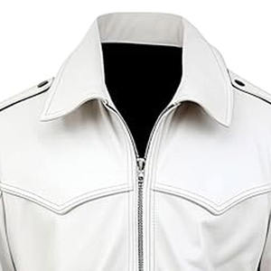 <b>Men</b> Genuine Leather <b>Jacket</b> Vintage Western Style Casual Zip Front Stand Collar Breathable Quick Dry Regular Fit Winter Outerwear - Product Image 3