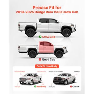 Pedane Laterali Compatibili con Dodge Ram 1500 Crew Cab 2019-2025, Capacità 500 Libbre, Non per Rampe o Scale 1500 - Product Image 2