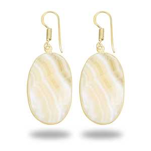 Boucles d'oreilles tendance plaquées or jaune naturel, accessoire de mode pour femme, boucles d'oreilles en aragonite jaune, style vintage, haute qualité - Product Image 5
