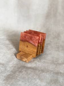 Handcrafted Wooden And Resin <b>Drink</b> <b>Coasters</b> With Storage Stand For Home Kitchen Office Guest Hosting And Stylish Table Use - Product Image 4