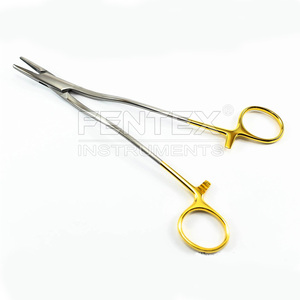Porte-aiguille chirurgical manuel en acier inoxydable Bozeman 14 cm TC Gold pour opérations et procédures médicales - Product Image 1