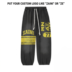Women Jogger Pant 320 GSM Cotton Polyester Fleece Black Yellow Graphic Print Custom Screen Print Embroidery Logo - Product Image 1