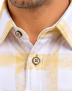 Camisa de Franela a Cuadros Blanca y Amarilla para Hombre, Manga Larga, con Botones, Informal, de Algodón, con Bolsillo, Estilo Urbano - Product Image 3