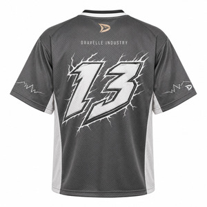 เสื้อกีฬาผู้ชายแบบโอเวอร์ไซส์ผ้าโพลีเอสเตอร์พร้อมลายปักหมายเลข 13 แบบสกรีนพิมพ์ - Product Image 2