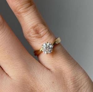 Anillo de Diamante Cultivado en Laboratorio de Alta Calidad, Corte Brillante Redondo de 1.50 CTW, Anillo de Compromiso Solitario de Oro de 14K para Mujer - Product Image 1