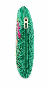 Beaded Wristlet Women's Bohemian Zipper Closure Handbag Green Seahorse Pattern Decorative Clutch Daily Use - Product Image 4