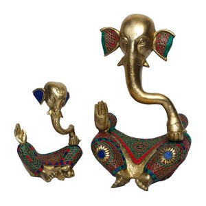 Indian Exporter Handmade Gold-Plated Brass Ganpati Murti Antique for Home Interior <b>Religious</b> Worship Available for Wholesale - Product Image 6
