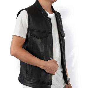 Men's New Custom Casual Motorbike <b>Vest</b> Cowhide Original Genuine Leather Waistcoat High Quality XL Best Design Racing Motorcycle - Product Image 1