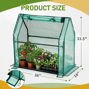 Mini serre intérieure/extérieure avec couverture en PE 36*18*33 pouces verte pour jardin, cour arrière, plantes et jardinage - Product Image 2