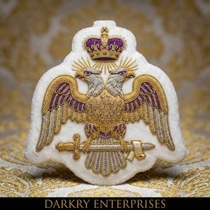 Parche Masónico del Rito Escocés Hecho a Mano con Hilo de Bullion, Insignia Bordada de Águila de Dos Cabezas Ordo Ab Chao para Uniformes de la AASR - Product Image 2