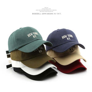 Customizable Cotton Baseball Cap With Embroidered New York NY Letters Curved Brim Adjustable Strap Buckle <b>Dad</b> <b>Hat</b> Unisex - Product Image 4