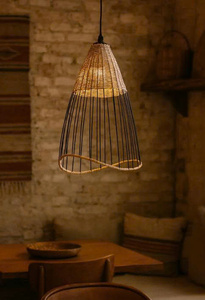 A Set of 3 Handmade Eco-friendly Chandeliers Powder-coated <b>Iron</b> Frames Natural Rattan Weaving Featuring Modern Luxurious Design. - Product Image 4