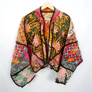 <b>Kantha</b> Handmade Breathable Printed Nonwoven Quilted Patchwork Cotton <b>Jacket</b> Women Boho Vintage Hippie Floral Winter - Product Image 3