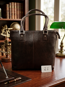 Sac à main pochette tendance en cuir véritable imperméable pour hommes et femmes, pliable, avec deux sangles, léger, grande capacité, fermeture éclair - Product Image 2