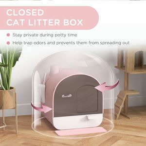 Bac à litière rose pour chat avec couvercle et pelle filtrante – Accessoire premium pour le confort félin - Product Image 4