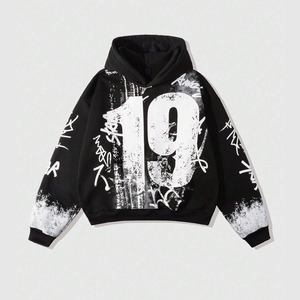 Sweat à capuche surdimensionné Eyre Sport Wear tendance pour homme, imprimé vintage fait main, style streetwear, avec manches longues pour un look décontracté - Product Image 1