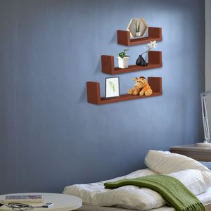 Set di 3 Mensole Galleggianti Rustiche Marroni, Scaffali a Muro per Arredamento Casa, Bagno, Armadio, Soggiorno - Product Image 3
