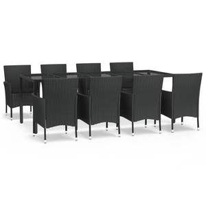 Ensemble de 8 ensembles de salle à manger de jardin noirs pour patio - Product Image 2