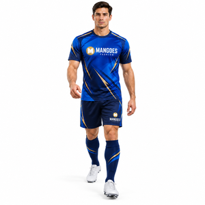 Maillots de football à manches courtes, ensembles d'uniformes d'entraînement d'équipe, 100% polyester, respirant, séchage rapide, personnalisable avec le nom de l'équipe, unisexe, adulte - Product Image 3