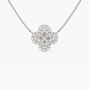10K Yellow Gold Lab Grown Rhodium Plated IGI Certified Floral Diamond Cluster Pendant <b>Necklace</b> 0.57 CTW Minimalist Engagement - Product Image 3