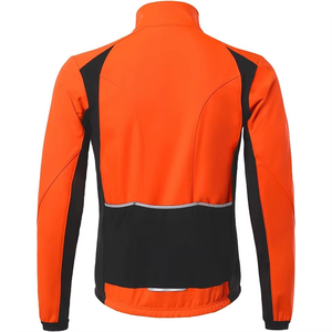 <b>Men's</b> Orange Windproof Quick Dry 100% Polyester <b>Cycling</b> <b>Jacket</b> Full Sleeve Color Blocked Softshell Outdoor Sport Coat 100g - Product Image 2