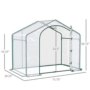 Serra da Giardino 6x3x6 con Telo in PVC e Telaio in Acciaio, Porta con Cerniera e Ventilazione Superiore - Product Image 3