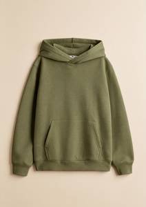 <b>Women's</b> <b>Cream</b> Cotton Hoodie <b>Fleece</b> Solid Color Casual Pullover With Pockets Regular Fit Autumn Wear - Product Image 2